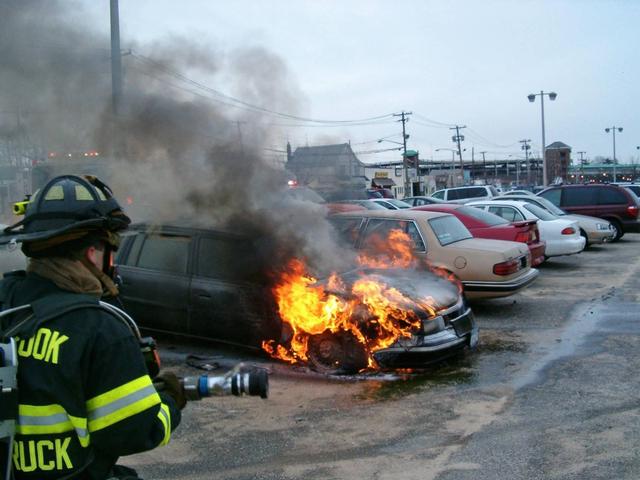 Car Fire at LIRR 4-11-04